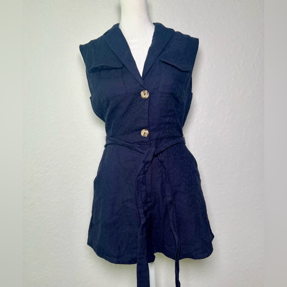 Wild Honey Linen Blend Romper Size S